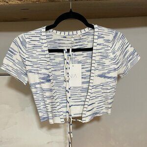 White And Blue Women’s Size Small Shrug Cardigan NIA New With Tags
